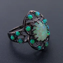 Fine Opal Jewelry 100% 925 Sterling Silver Ring with Fire Opal Ring Women Rings for Wedding party Engagement Size 6/7/8/10