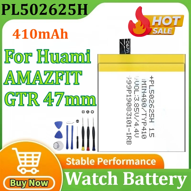 

High Quality 410mAh PL502625H New Battery Replacement For Huami AMAZFIT GTR 47mm Smart Sport Watch Batteries+ Tools