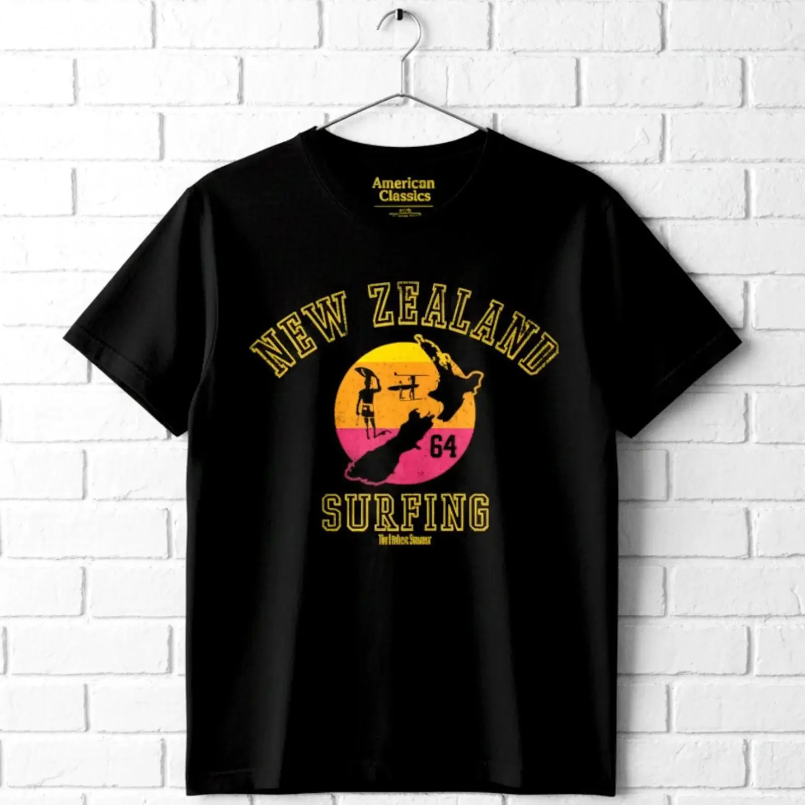 Endless Summer Men's T Shirt Perfect Wave New Zealand Retro vintage Washed fashion Stretched Casual designer clothes