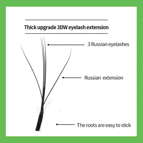 Imagen 2 del producto MARIA New Fairy 3D pestañas gruesas en forma de W Easy Fan extensiones de pestañas 5D volumen al por mayor 12 filas estilo Y logotipo suave Natural