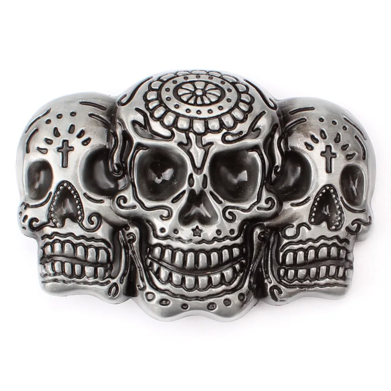 Men's Skull Skeleton Metal Belt Buckle Accessories, Western Cowboy Style, Smooth Punk Rock Style, ALLOY