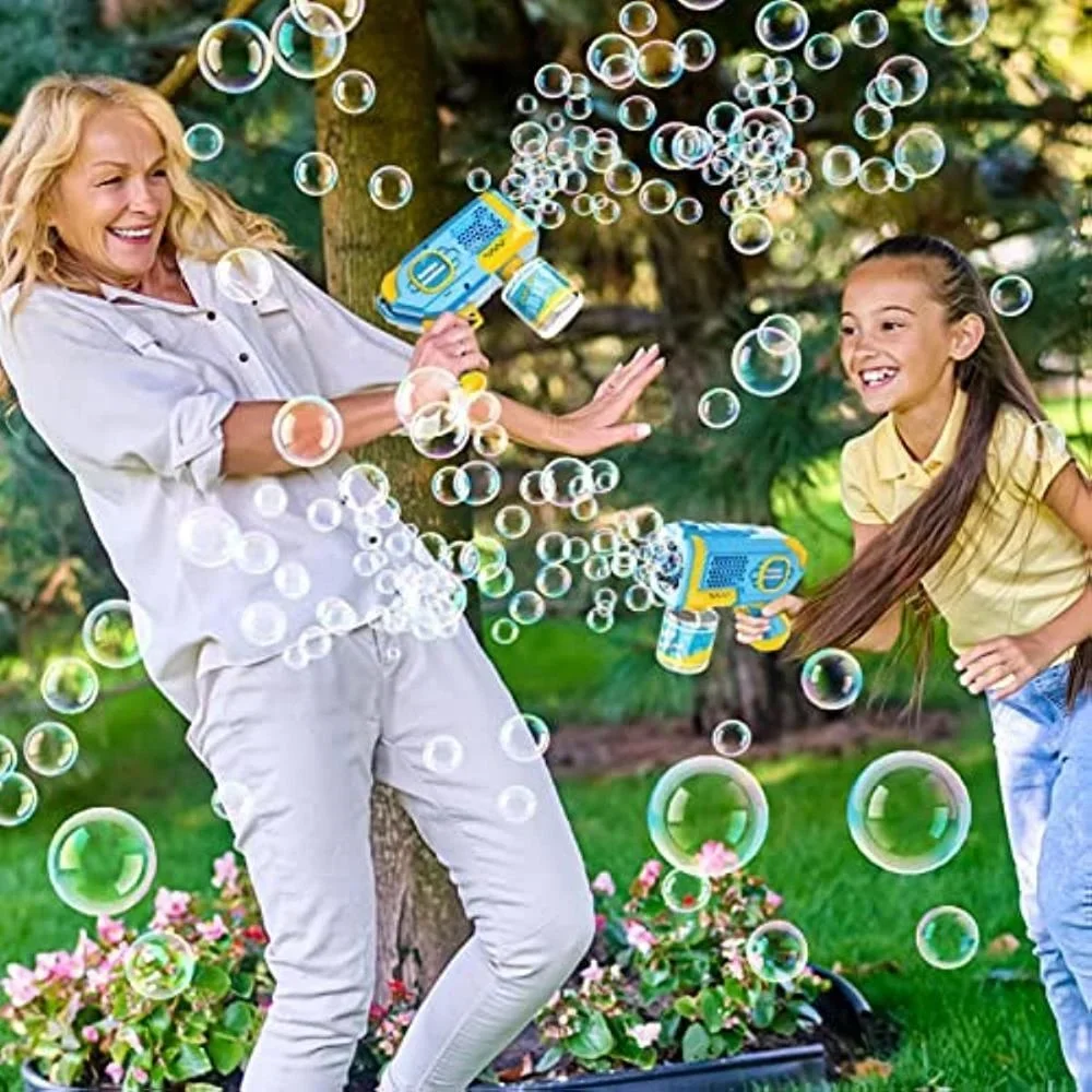 DZQ Bubble Gun, Bubble Machine Gun for Kids Adults with Rich Bubble & Led Light & Leak-Proof, Automatic Bubble Maker Blower