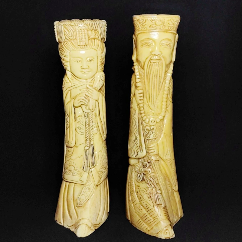 YIZHU CULTUER ART Hand Carved Princess Wencheng And Songtsen Gampo Statue 21.5x6.3cm Chinese Tibet Decorative Collection Item