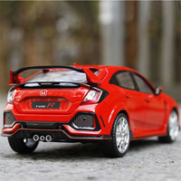 New 1:24 HONDA CIVIC TYPE-R Alloy Car Model Diecast Vehicles Metal Sports Car Model Sound and Light Collection Children Toy Gift