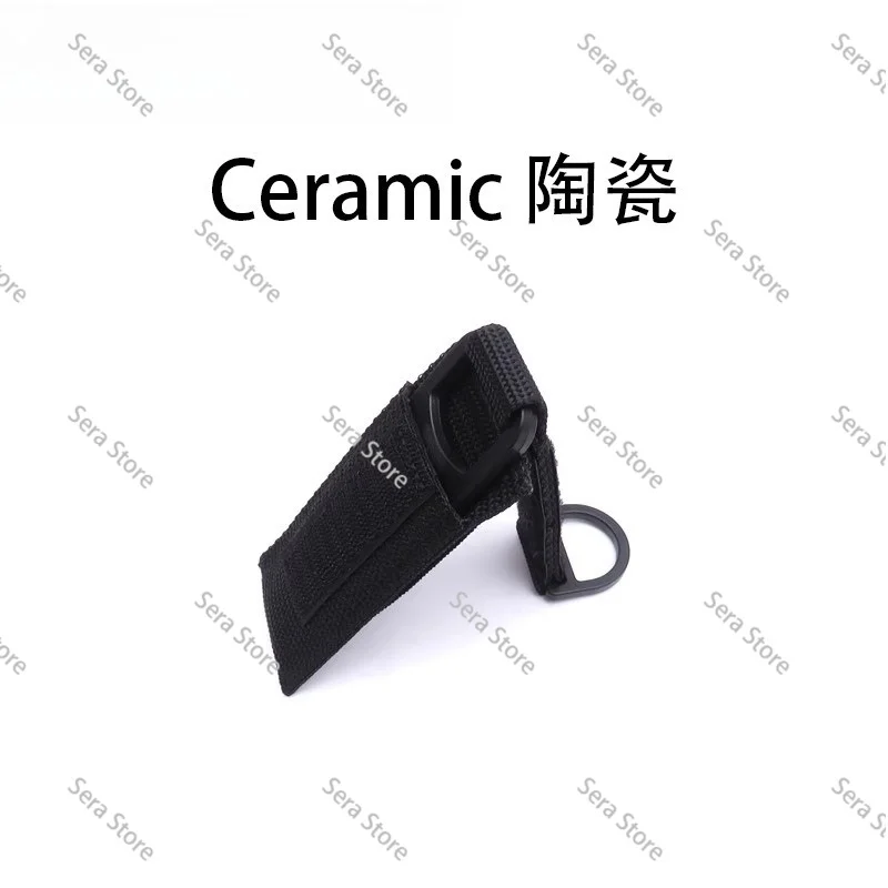 Diving fishing ceramic blade wire cutter with nylon cloth knife sleeve fixing ring