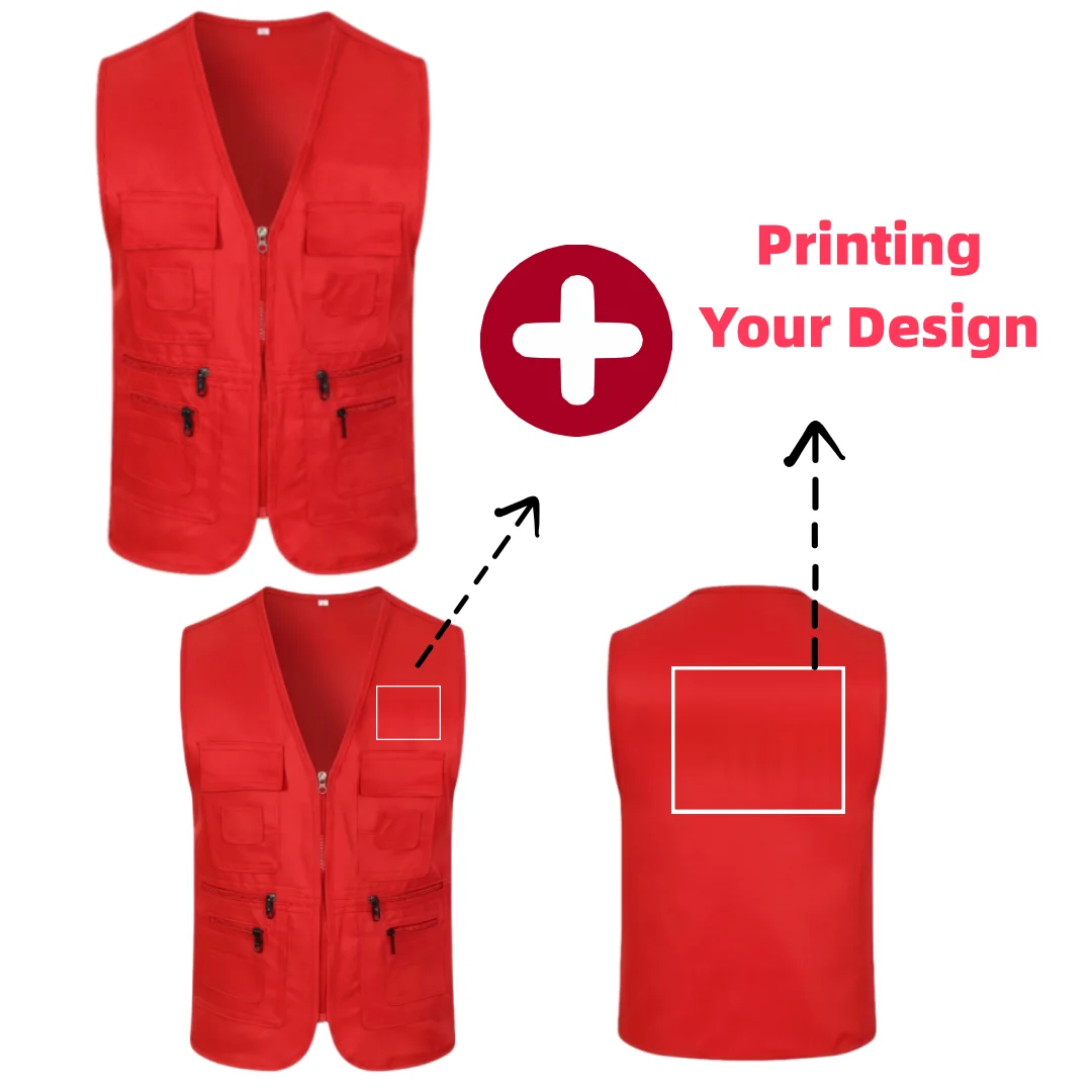Summer Printed LOGO Multi-pocket Vest High-End Outdoor Shooting Fishing Hiking Camping Cycling Vest for Volunteer Company Team W