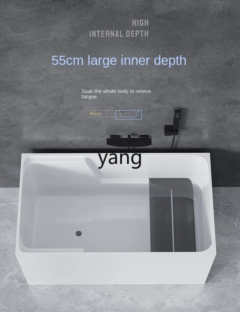 LXL Household Small Apartment Square Independent Acrylic Bathtub Deep Bubble Movable Bath Tub