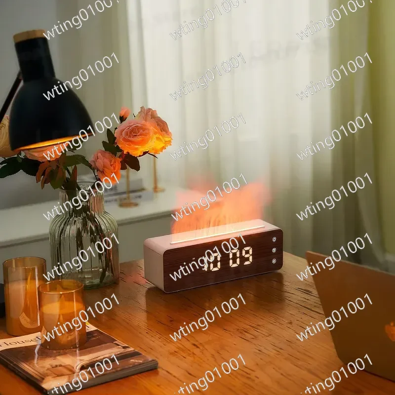 for Flame Humidifier Aromatherapy Diffuser with Clock Display Desktop Mist Maker for Bedroom Home Office Air Purifier Decor