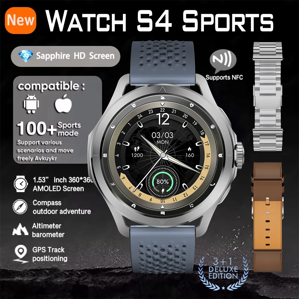 

Watch S4 Ultra SmartWatch Men 2025 New GPS Bluetooth Call Sapphire Health Heart Rate IP68 Waterproof GPS Track 3 IN 1 Smartwatch