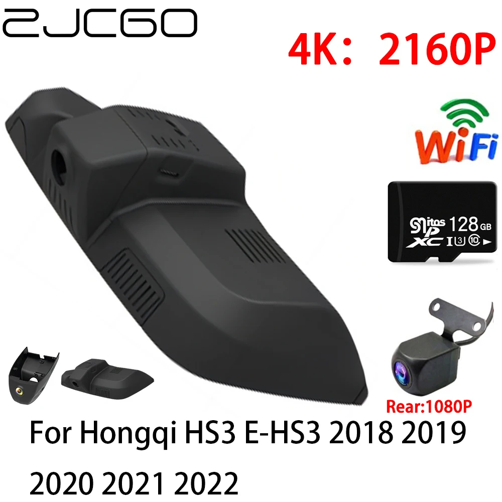 ZJCGO 2K 4K Car DVR Dash Cam Wifi Front Rear Camera 2 Lens 24h Parking for Hongqi HS3 E-HS3 2018 2019 2020 2021 2022