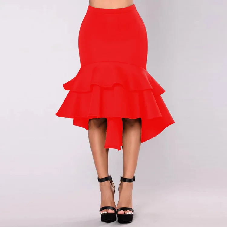 

Женская юбка-русалка с короткой передней и длинной задней частью, весна-лето 2026, большие размеры 3XS-3XL XXL