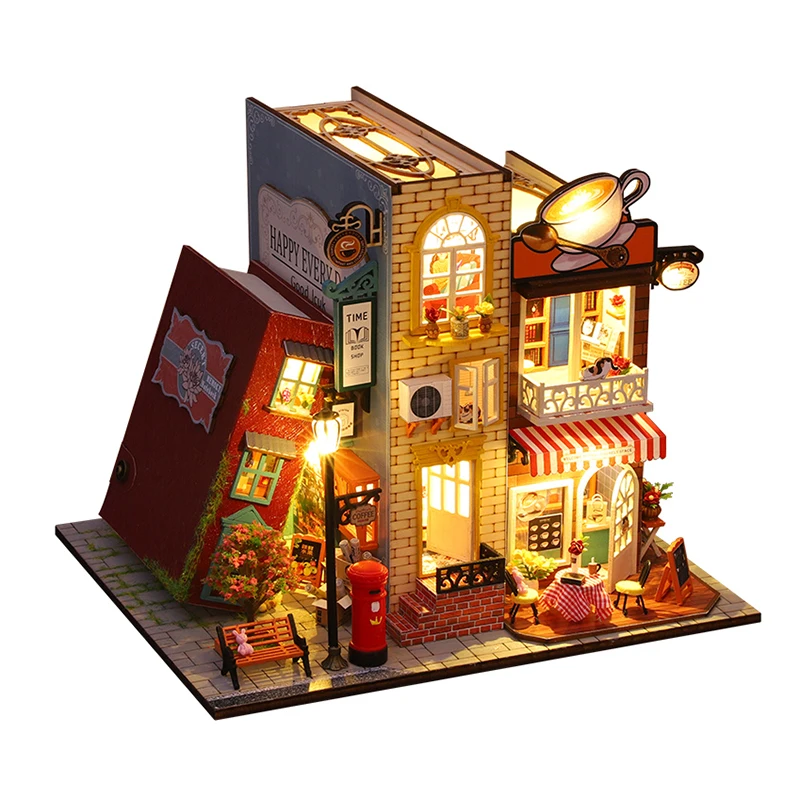 DIY Miniature Doll House 3D Wooden Puzzle Assembly Model Building Model Toy Home Decoration With Furniture LED Lights Gifts