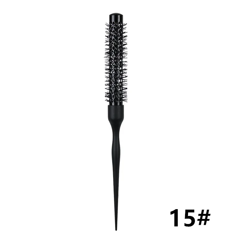 1 ST Zwarte Ronde Vat Haar Kam Haar Styling Haarborstel Nylon Kam Cilinder Krullend Haar Kam Aluminium Buis Salon Tool