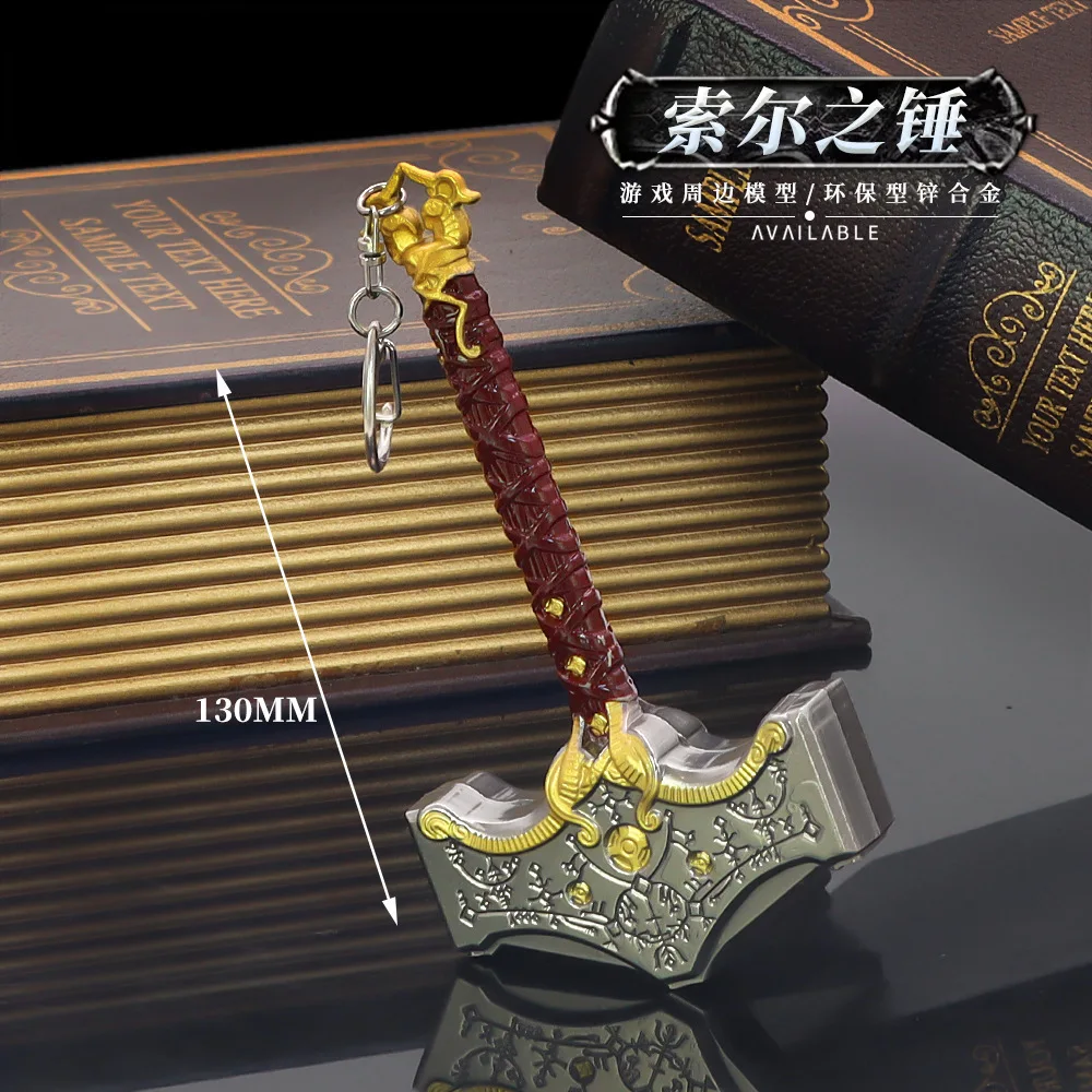 God of War Weapon Kratos 13cm Mjolnir New Hammer of Thor Blades of Athena Metal Sword Model  Game Keychain Gifts Toys for Boys