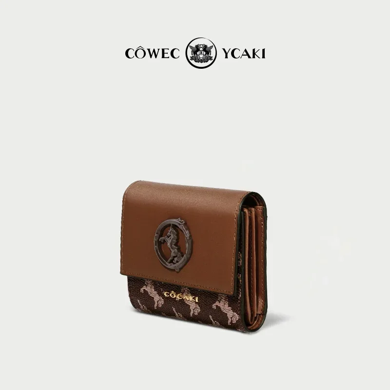 【 Official Authentic 】Original Cowec Ycaki Simple short coin wallet 2021 new foldable real pickup bag