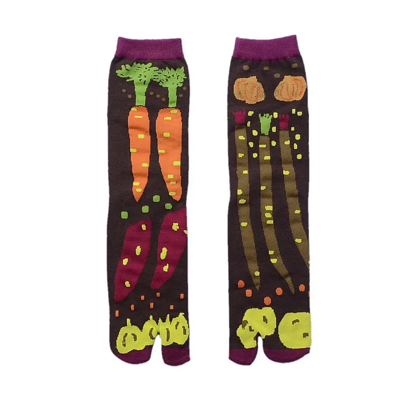 Frauen Cartoon Gekämmte Baumwolle Zwei Zehen Socken Japanische Mehrfarbige Jacquard Split Toe Socken Blumen Kunst Nette Mittlere Röhre Tabi Socke – Detail 27