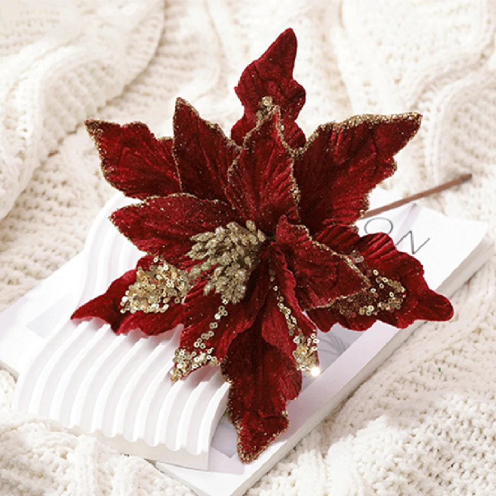 1 قطعة بريق عيد الميلاد البونسيتة زهرة 28 سنتيمتر شجرة عيد الميلاد معلقة زهرة عيد ميلاد سعيد الديكور هدايا عيد الميلاد سنة جديدة سعيدة #3