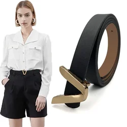 Women's Thin Belt V Letter Buckle All-match Clothes Decoration Fashion Belt Women PU Leather Belt for Woman Luxury Cowboy