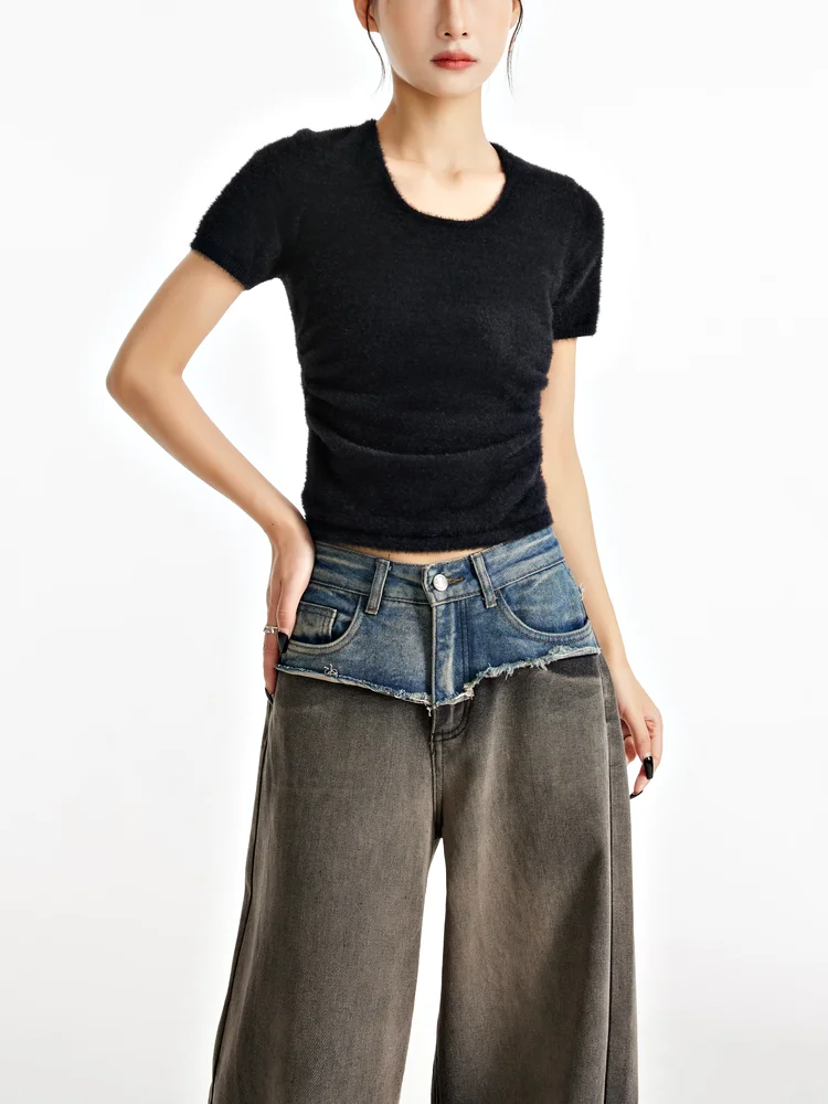 

Новая женская футболка EDX U-Ne: базовая модель, простой, высококачественный дизайн, универсальная, модная, трендовая, с текстурой