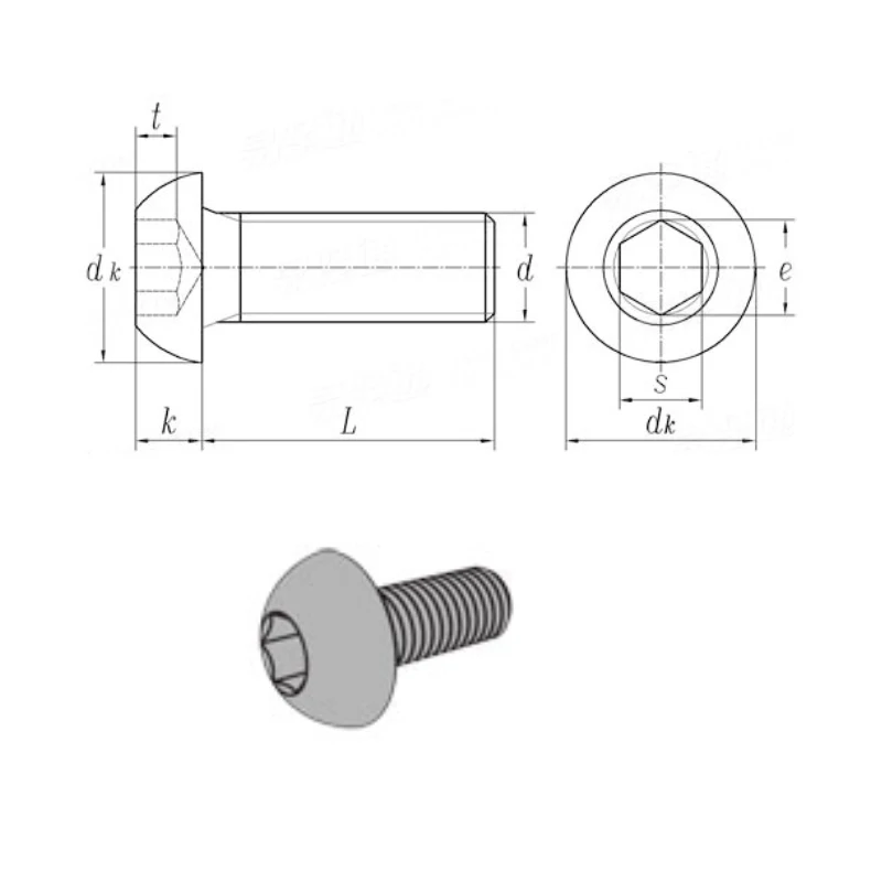 50pcs/lot M4*L Pure Titanium Iso7380 Pan Button Head Socket Screw Round Titanium Alloy Screws GR2 M4*5/6/8/10/12~22/25/30/40