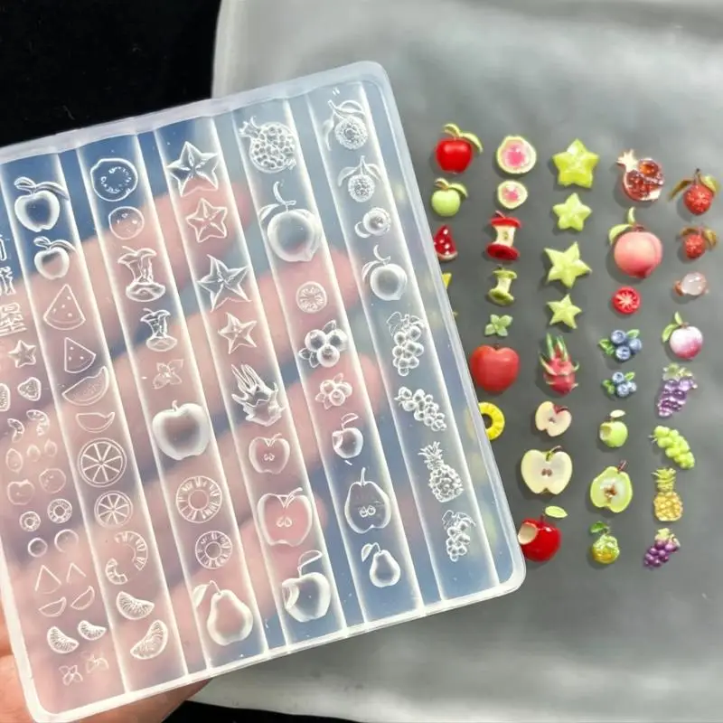 Silikon-Nagelkunst-Dekorationsform, wiederverwendbar, antihaftbeschichtet, mit Frucht- und Eiswürfelmuster für DIY-Maniküre, Heim- und Nagelstudiogebrauch – Detail 8