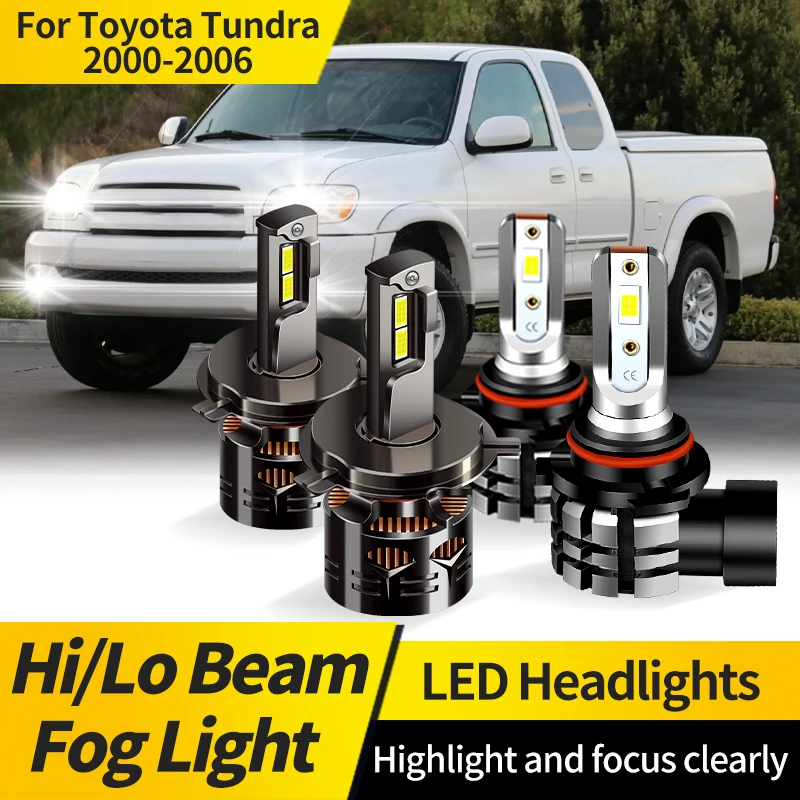 

2PCS Canbus H4 HB2 LED 12V Headlight Super Bright 6000K White Hi/Lo Beam Lamp 9006 HB4 Fog Lights For Toyota Tundra 2000-2006