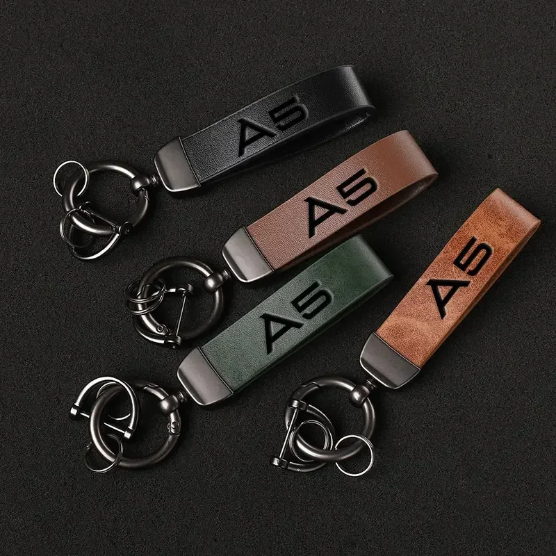 For Audi A5 car Accessories Fashion Luxury Genuine Leather Keychain Business Gift Key Ring Custom