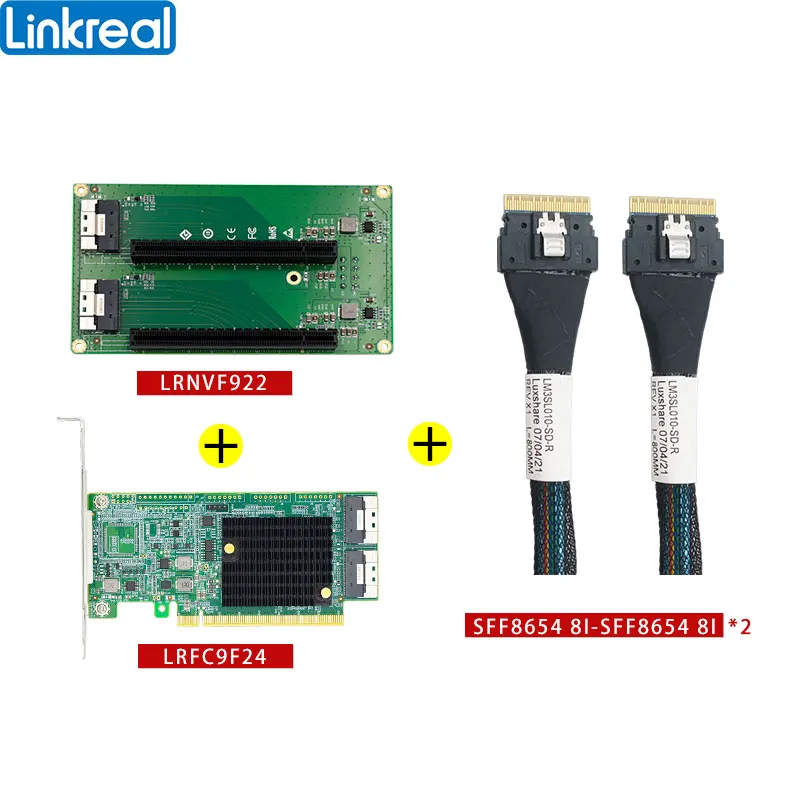 Linkreal PCIe 4.0 SFF-8654 Retimer Adapter and 2 Port PCIe Slot Expansion Card for GPU Expansion Slot