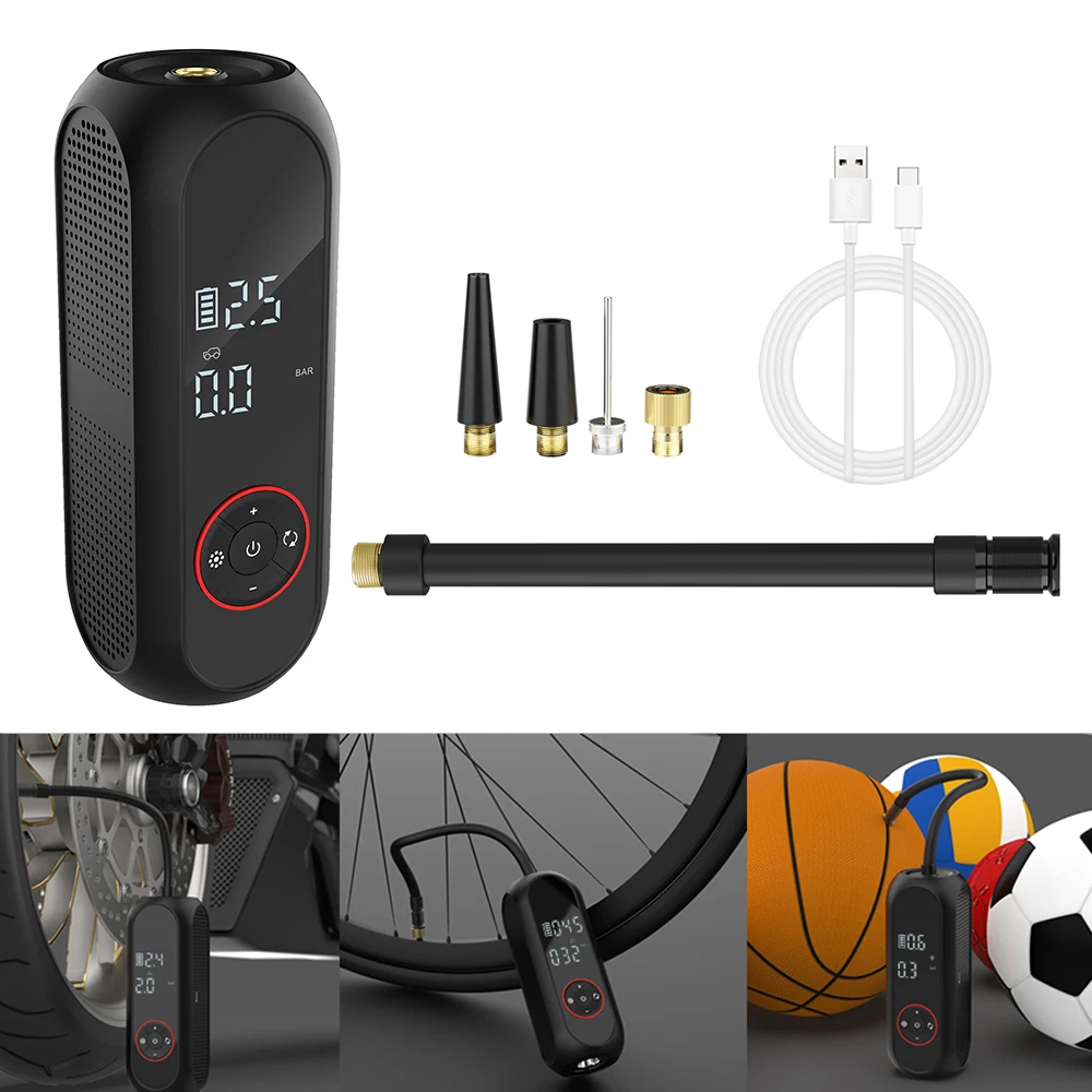 

Digital Inflator 50L/min Motorcycle Tyre Air Pump With LED Flashlight Bicycle Tire Pressure Test Car Air Compressor 22000r/min