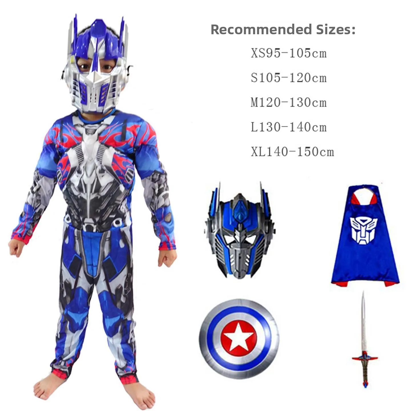   Disfraz de Optimus Prime, traje de actuación muscular, ropa de halloween para niños, traje muscular para niños