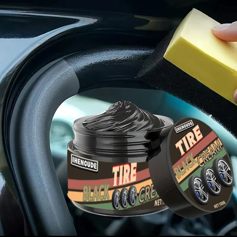 

1 шт., 100 г, глянцевый агент по уходу за автомобильными шинами, паста для покрытия автомобильных шин, полировальный чистящий воск - яркий блеск для шин и повторного чернения, уход за сиденьем и восстановление