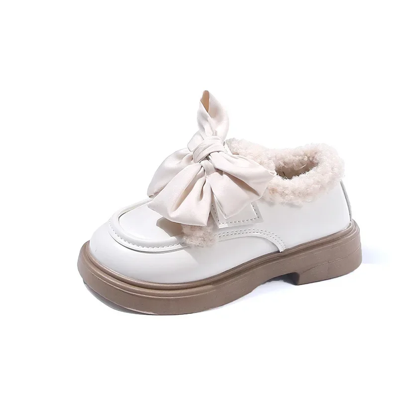 Zapatos de invierno para niños, calzado escolar de algodón con suela gruesa, versátil, informal, de cuero