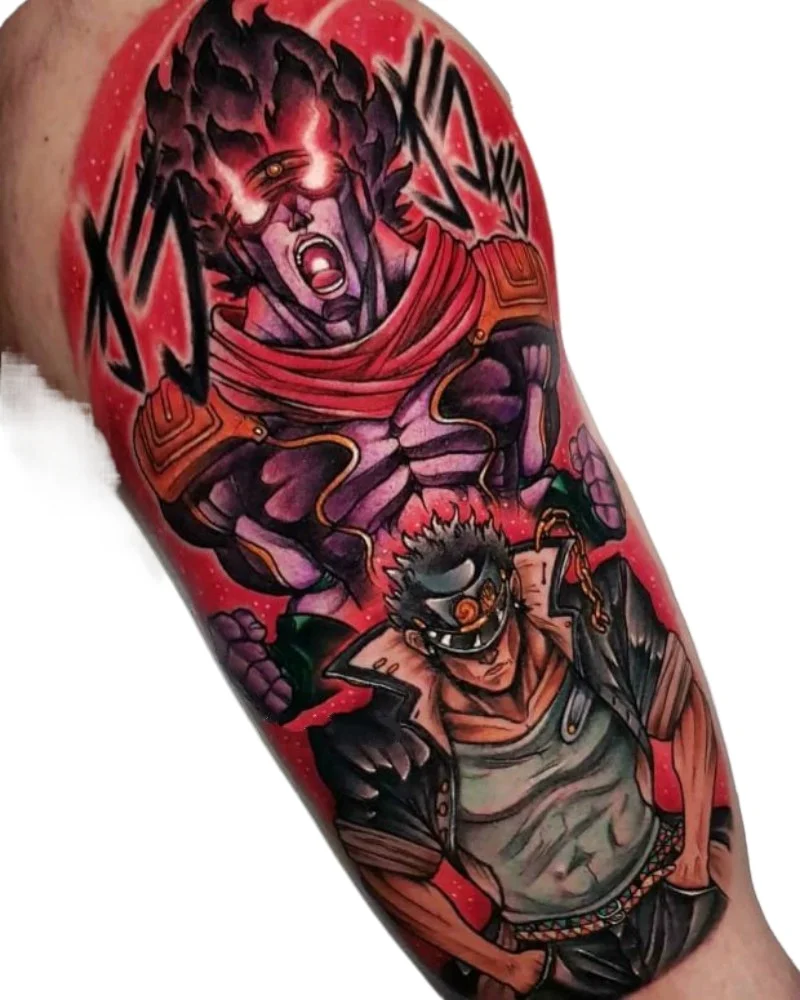 

Red Kujo Jotaro Anime JoJo's Bizarre Adventure Temporary Tattoos Cartoon Waterproof Fake Tattoo Art Body Sticker for Woman Man