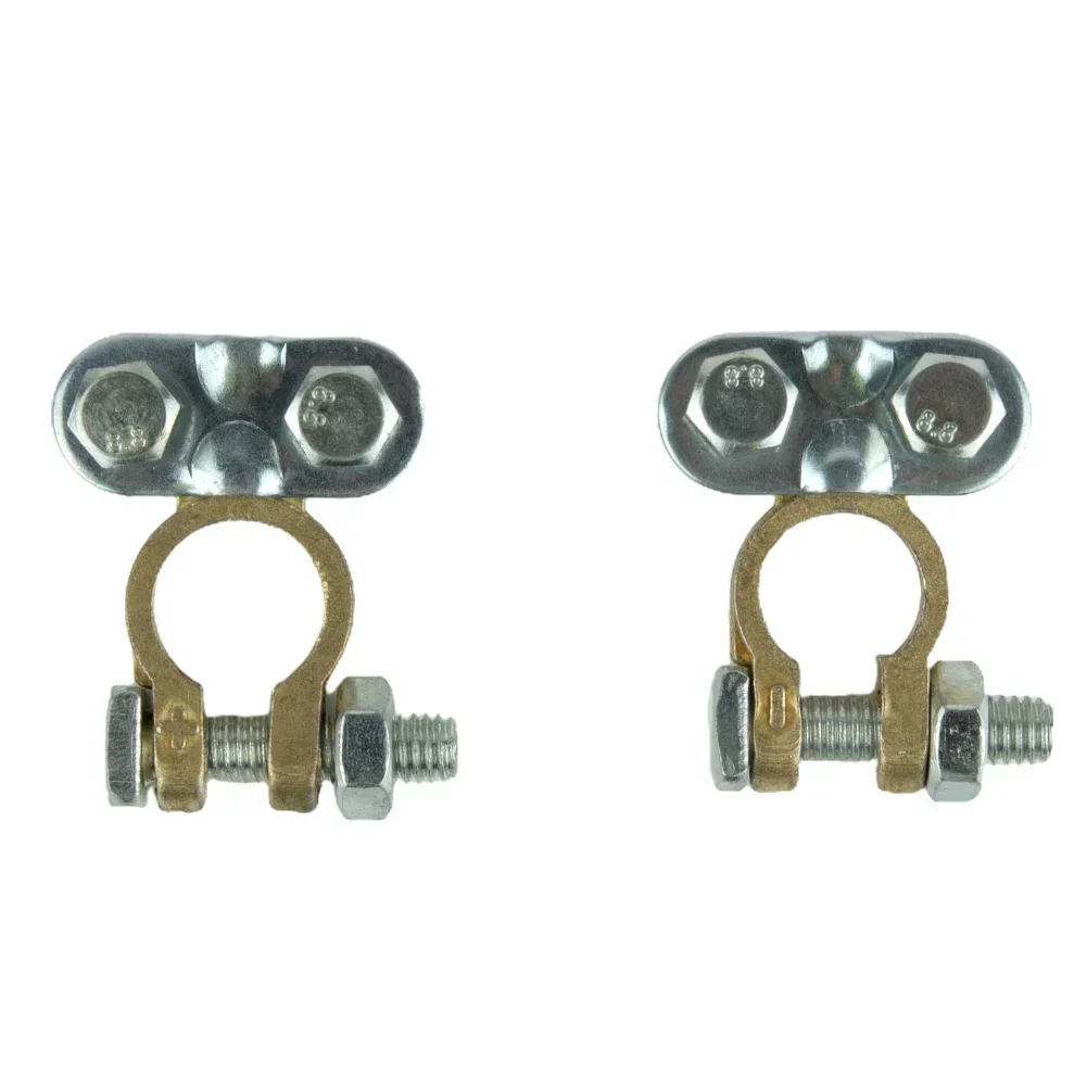 2Pcs 12V Brass/Aluminium Battery Terminals Screw Type Connectors Brass Aluminium Leisure Clamps Car Van Caravan Campervan