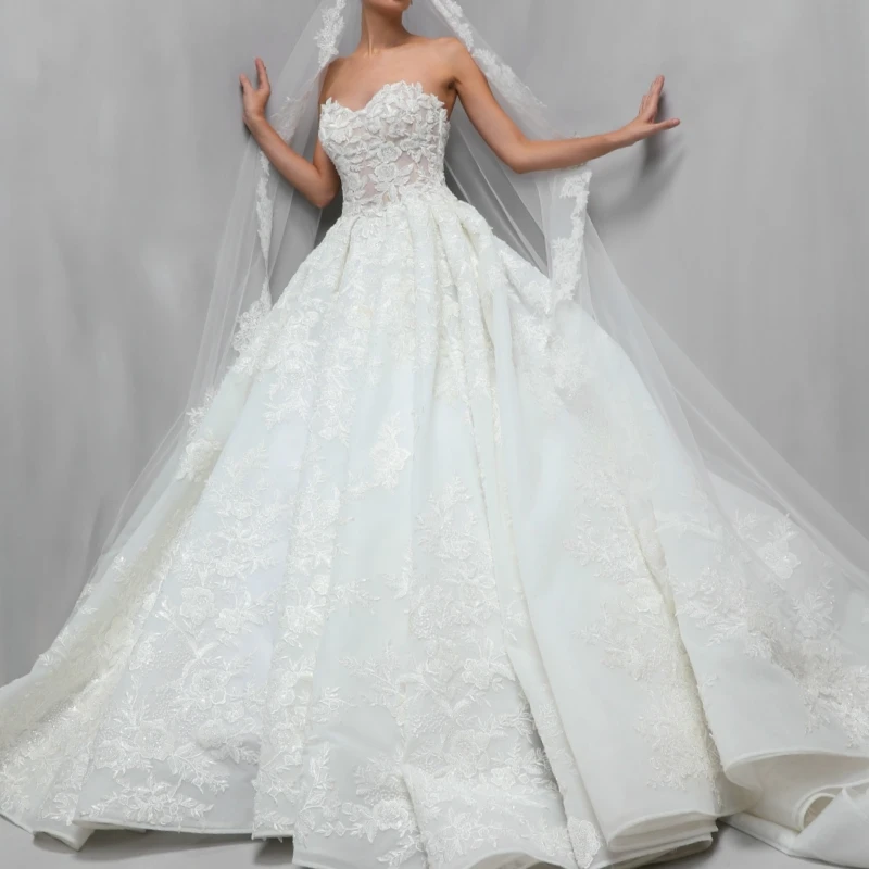 

Luxury White Dubai Arabic Mermaid Wedding Dresses Applique Lace Beading Tull Court Train Wedding Dress Bridal Gowns vestido