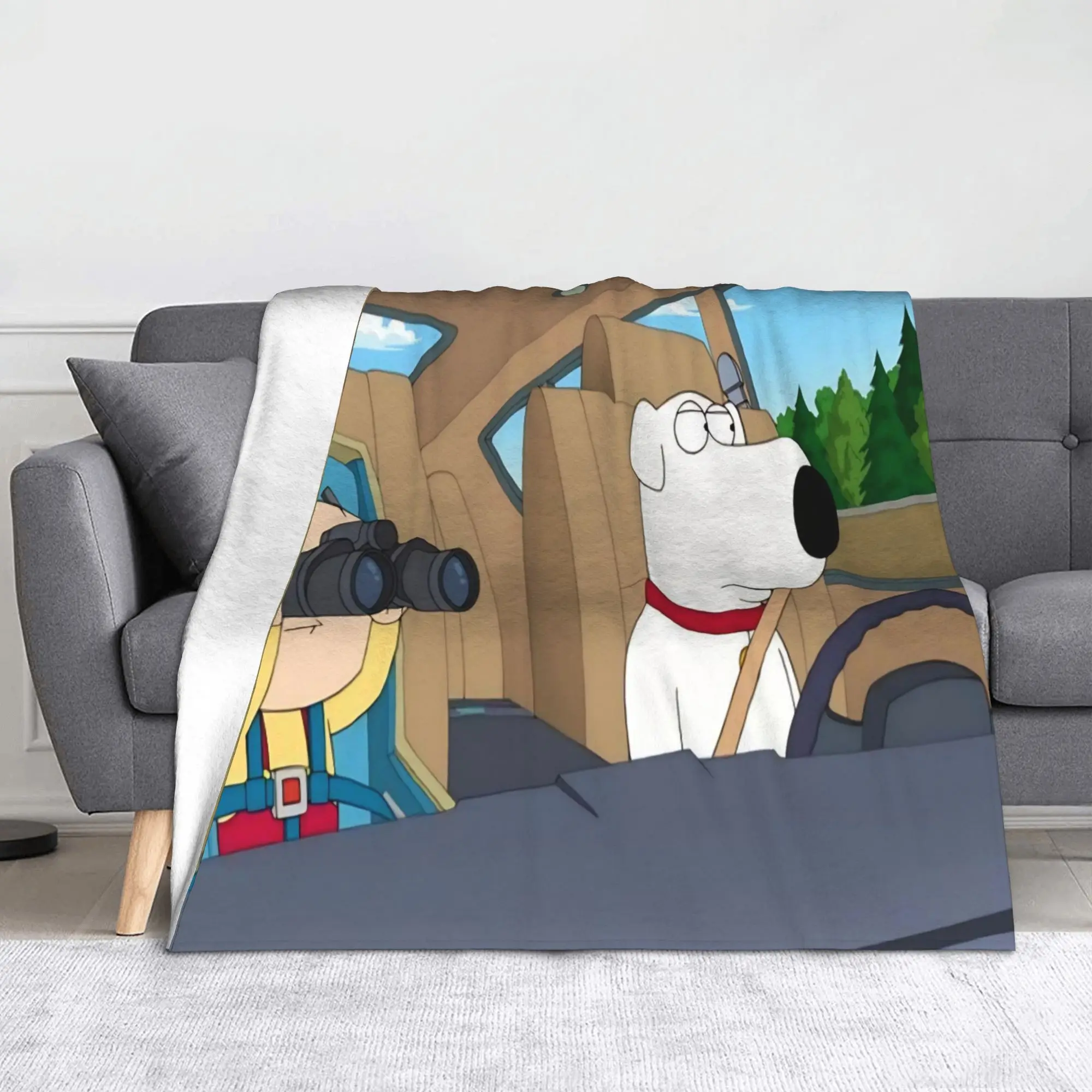 Familys Guys Anime Flannel Throw Blankets Stewarts Brian Dog Drive Blanket for Bed Travel Soft Quilt
