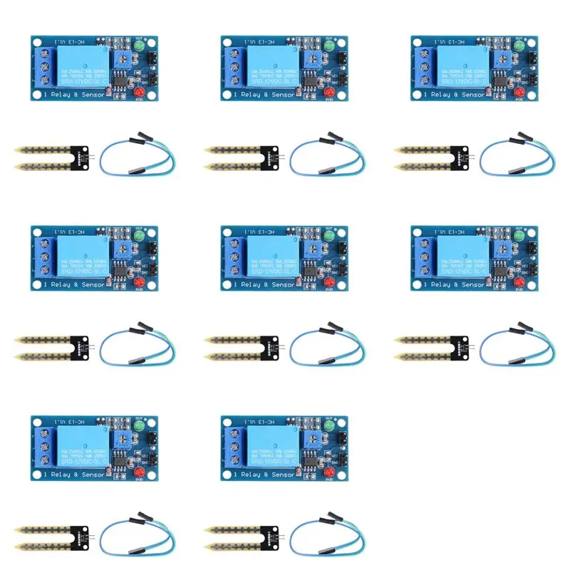 AA08-8X DC 12V Soil Moisture Sensor Relay Control Module Automatic Watering Of The Humidity Starting Switch