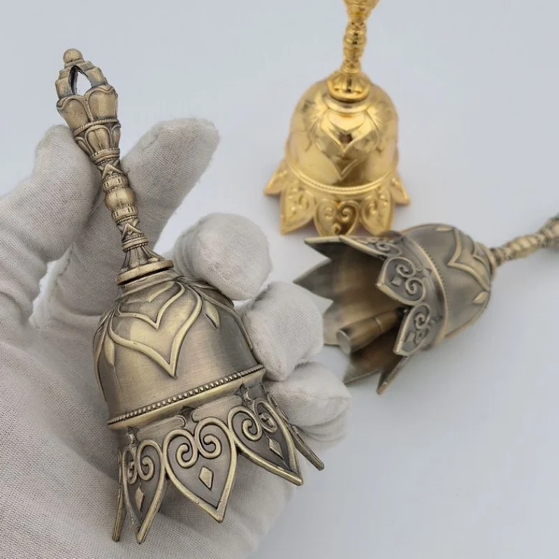 جرس يد نحاسي عتيق للتعليم المبكر للأطفال جرس فئة عالي الصوت زينة معلقة لعيد الميلاد جرس طلب على الطراز القديم #4