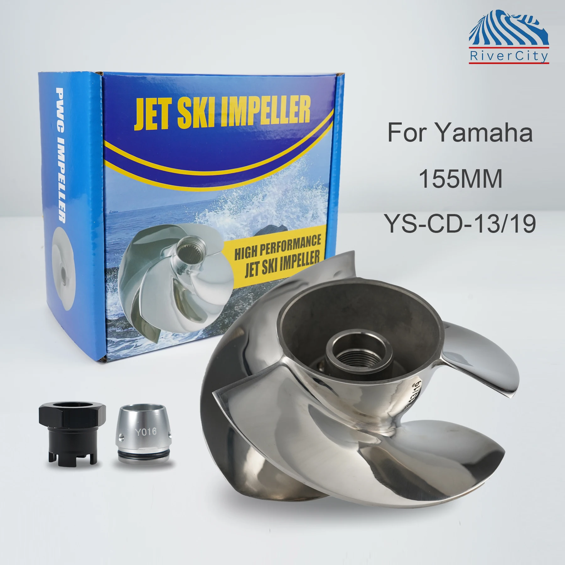 Replacement for Yamaha FX1800/GX1800 SHO VX1800/VC1800 CRUISER HO GP1800 Jet Ski Impeller YS-CD-13/19 155mm 3 Blades Polished