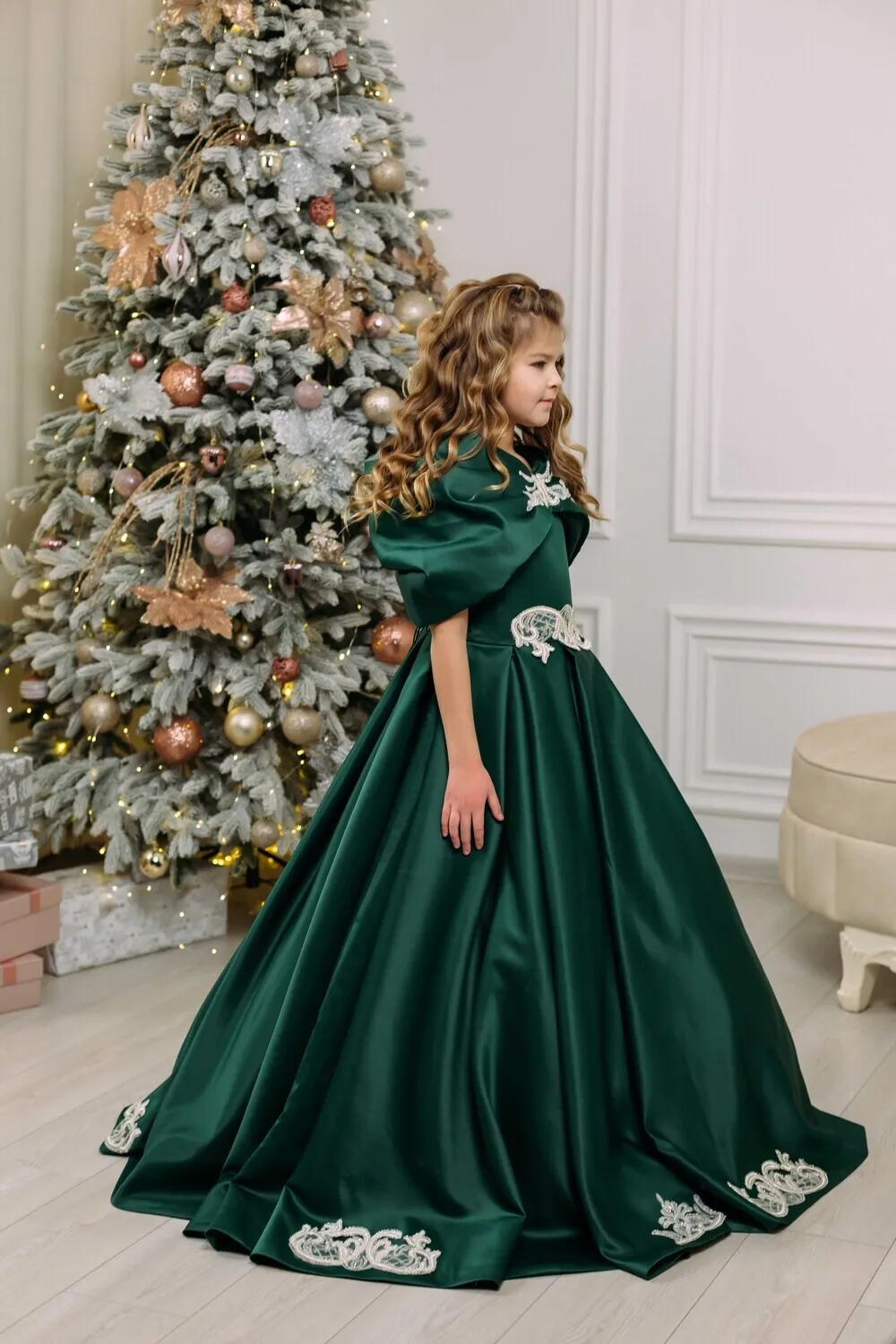 Lindo vestido de cetim verde flor menina casamento princesa concurso de beleza crianças presente aniversário primeira comunhão vestidos de noite