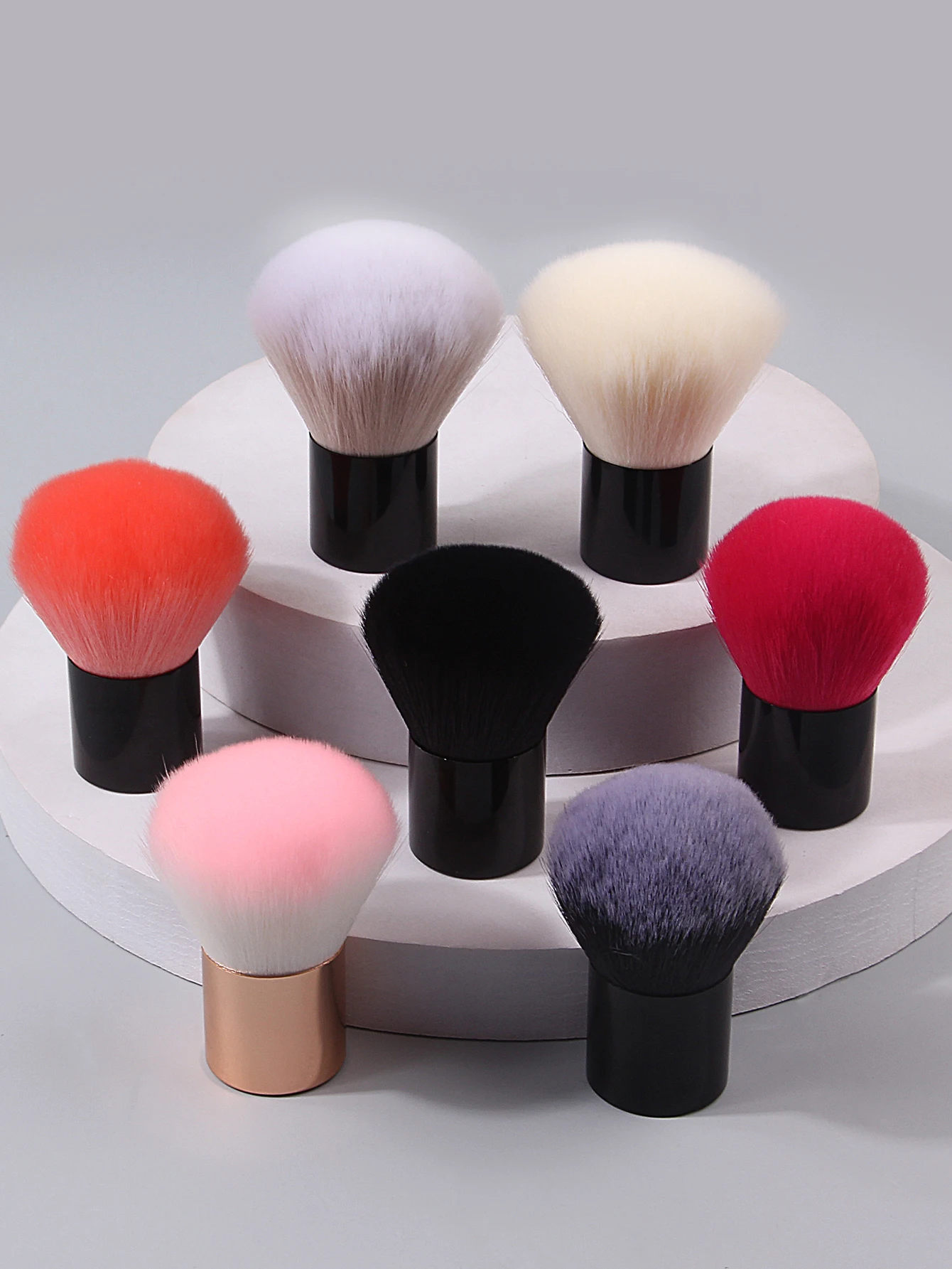 Brosse à fard à joues en poudre libre à tête de champignon Portable, brosse de nettoyage des ongles, brosse à ongles, brosse à poussière, outil de beauté multifonctionnel à poils souples