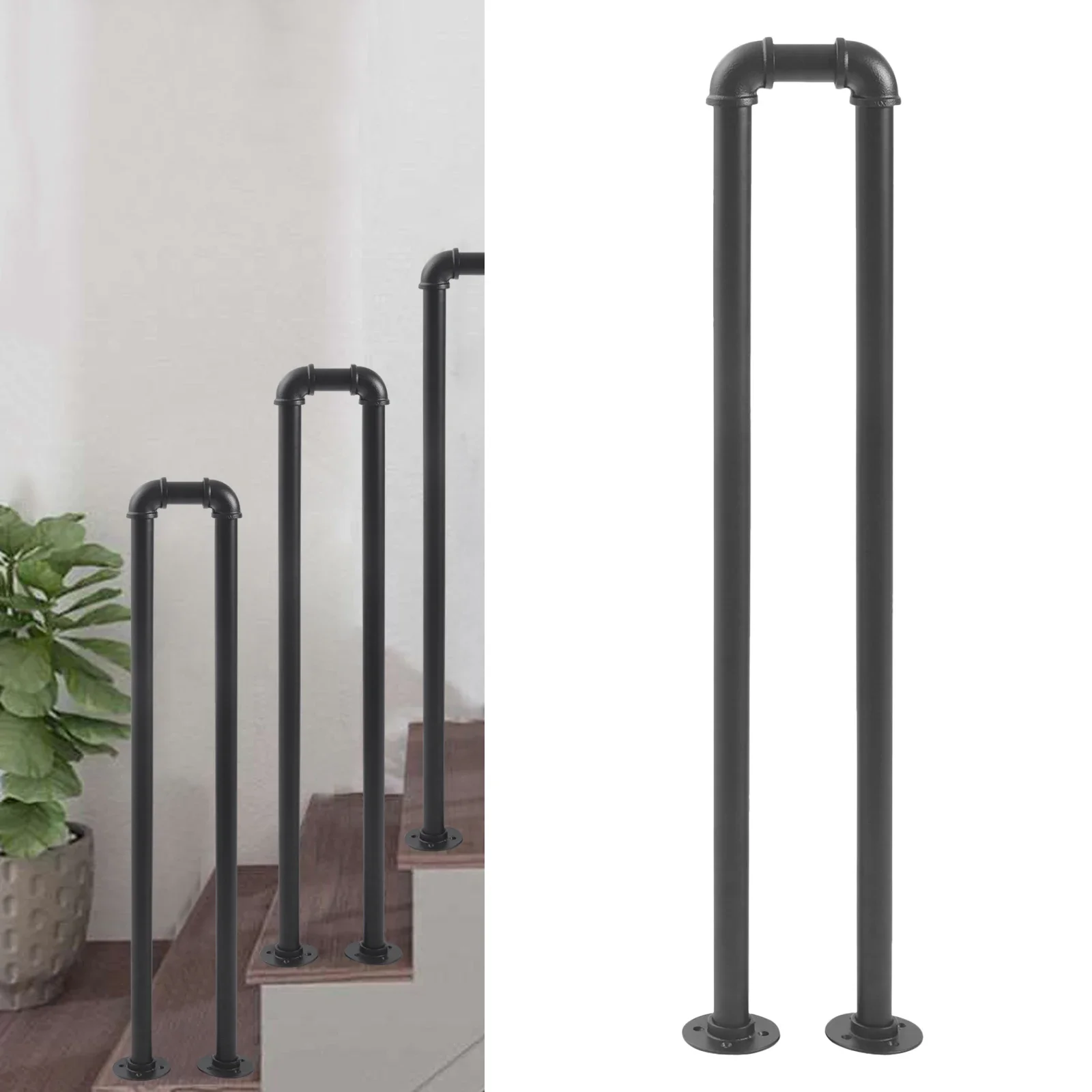 U-Shaped Industrial Wrought Iron Railing Non-Slip Safety Indoor Or Outdoor Elderly Children's Support Poles