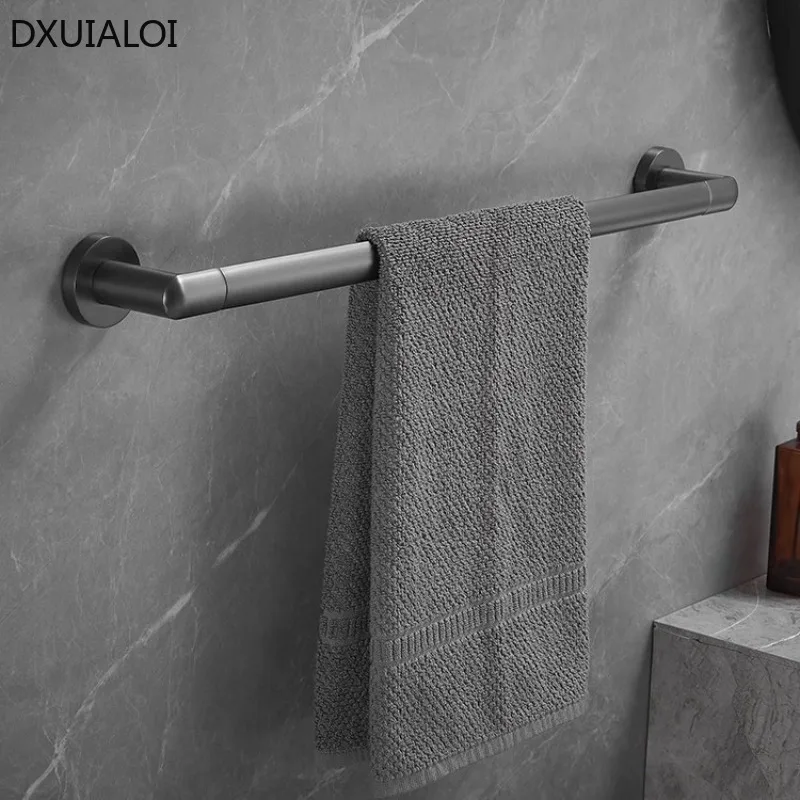 

1pc Modern minimalist brushed gun gray towel rack Stainless steel towel single pole Bathroom hanger punch installation