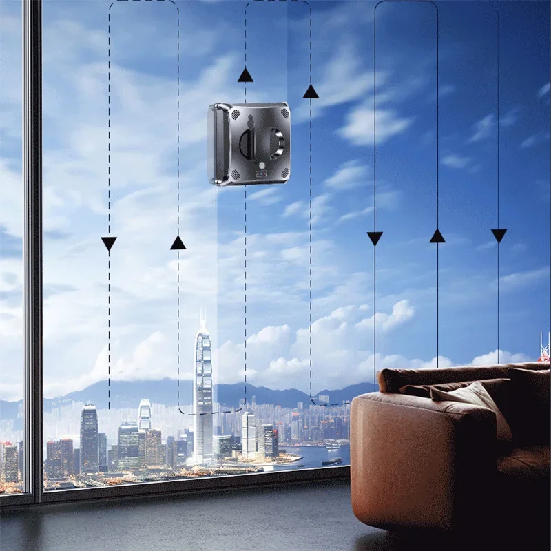 Window Cleaning Robot with Two-Way Water Spray Function; Home Glass, Floor, and Wall Cleaner Equipped with Laser Sensors