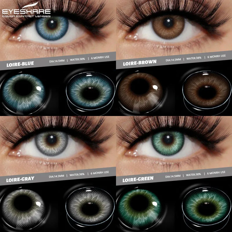 EYESHARE 2 Stück Kontaktlinsen Make-up Farbe Schüler Kosmetik Grüne Kontakte Natürliche Schüler Blaue Kontaktlinsen Braune Linsen 6 Monate