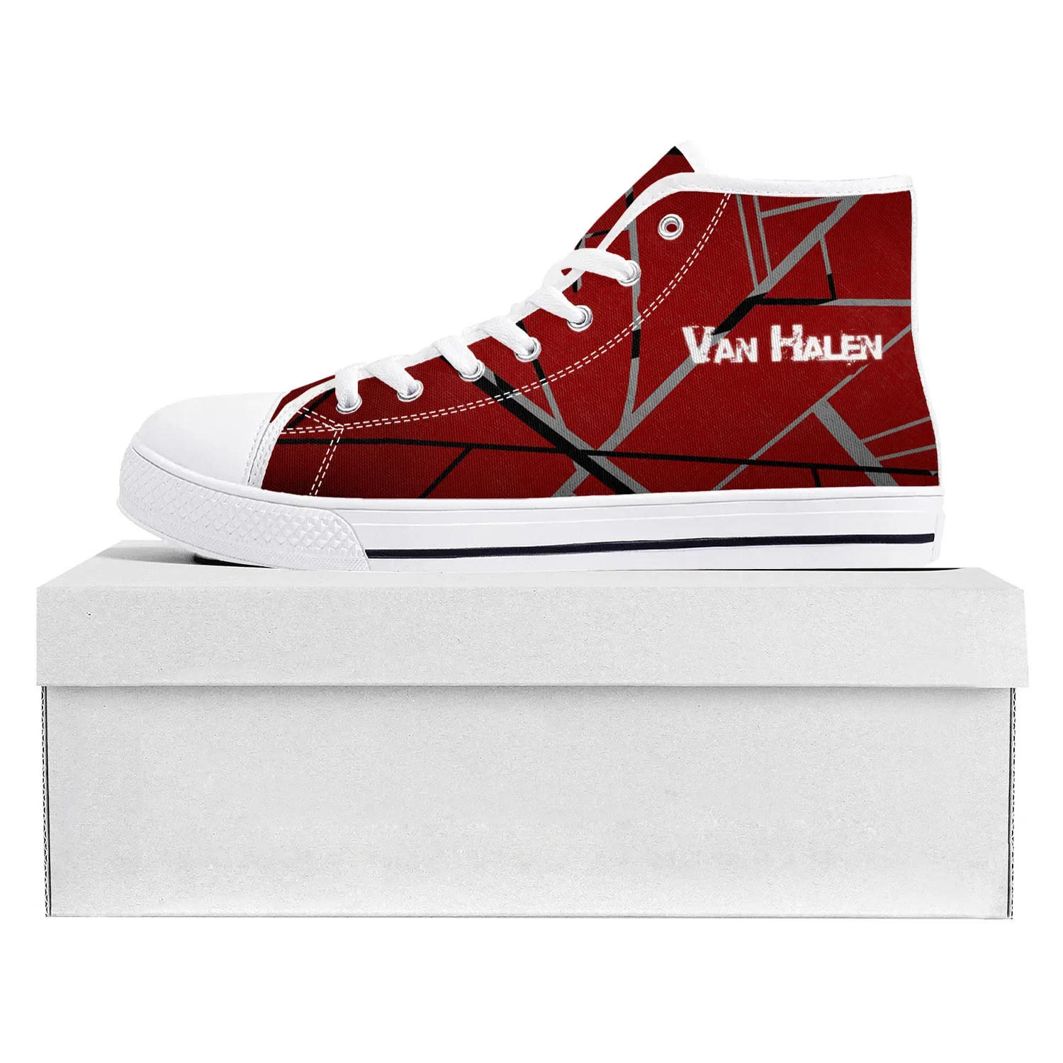 Van Halen 5150 Stripe Metal Rock Band High Top High Quality Sneakers Mens Womens Teenager Canvas Sneaker Couple Shoe Custom Shoe
