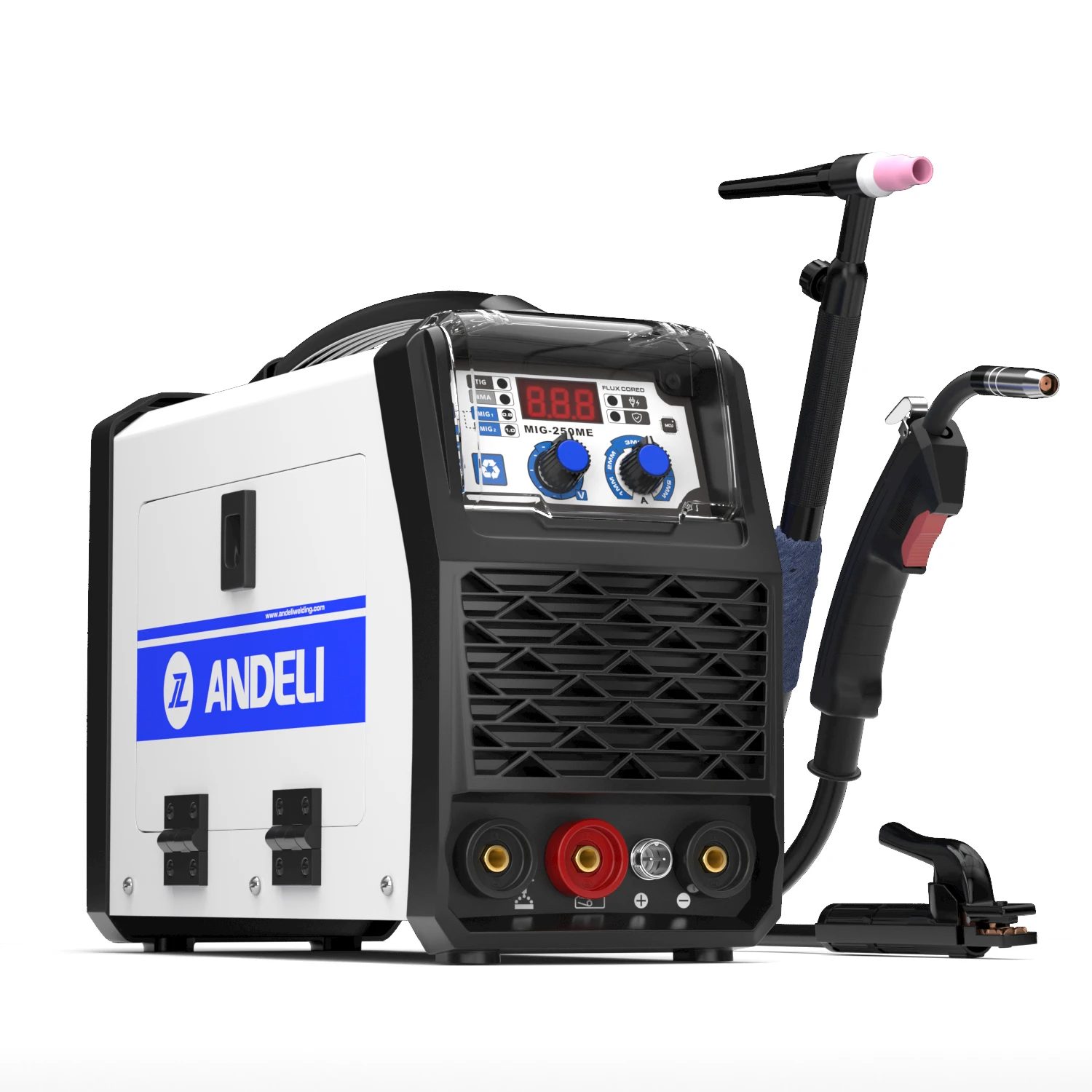

ANDELI 110V/220V MIG-250ME Mig MMA LIFT TIG Gasless Flux Mig Welding Machine