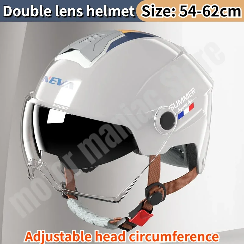 

Electric Scooter Summer Sun Protection Helmet UV Resistant Dual Lens Front Rear Ventilated Half Helmet Rainproof Brim Helmets