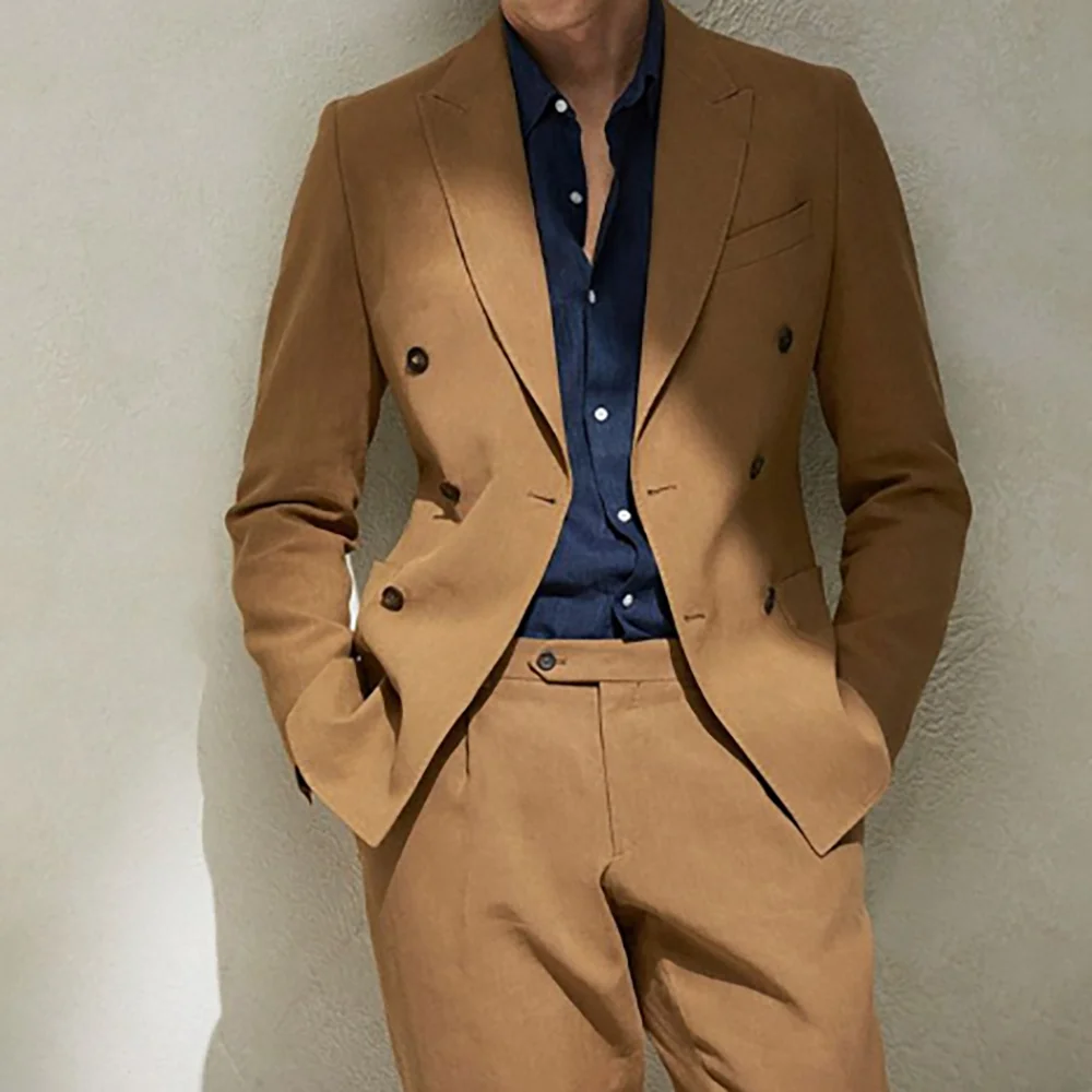 

Men 2 Piecs Suit Set Peak Lapel High Quality Chic Social Party Casual Business Work Commute Male Suits