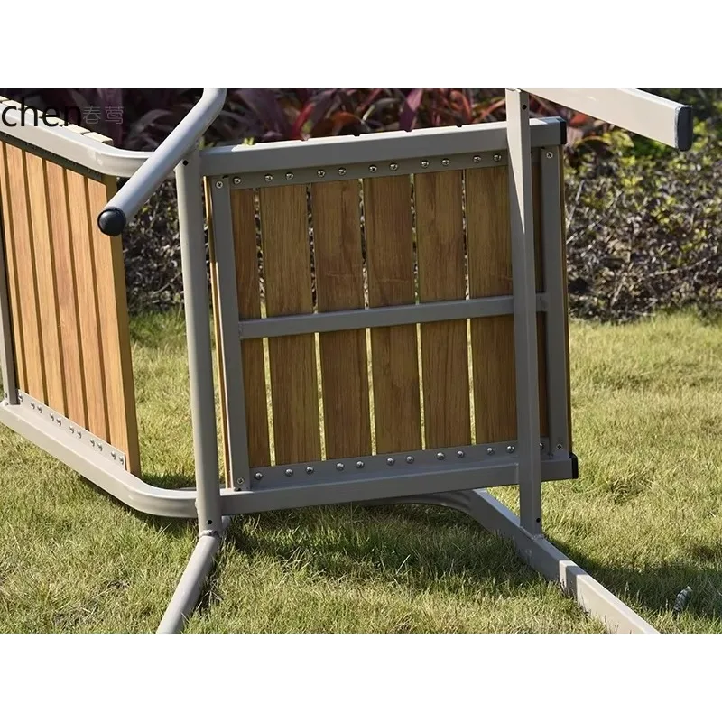 Outdoor Plastic Wood Cast Aluminum Table and Chair Set for Outdoor Balcony Garden Leisure Light Luxury Waterproof Sunproof